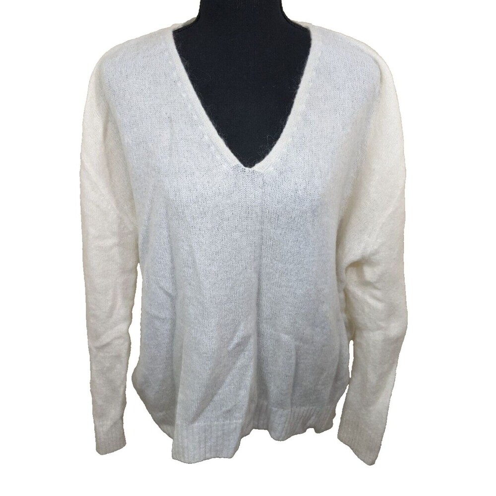 H&M Sweater Mohair Blend Tie Back Lightweight Knit V-Neck Oversized Large